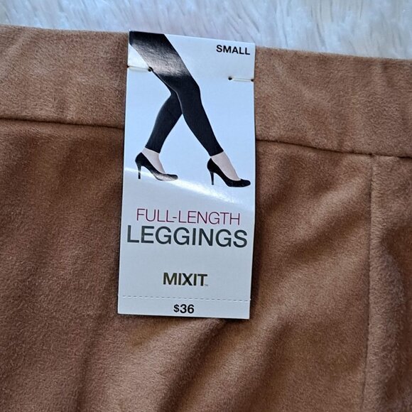 Mixit Size Small Full Length Faux Suede Traditional Brown Leggings NWT - Picture 4 of 7